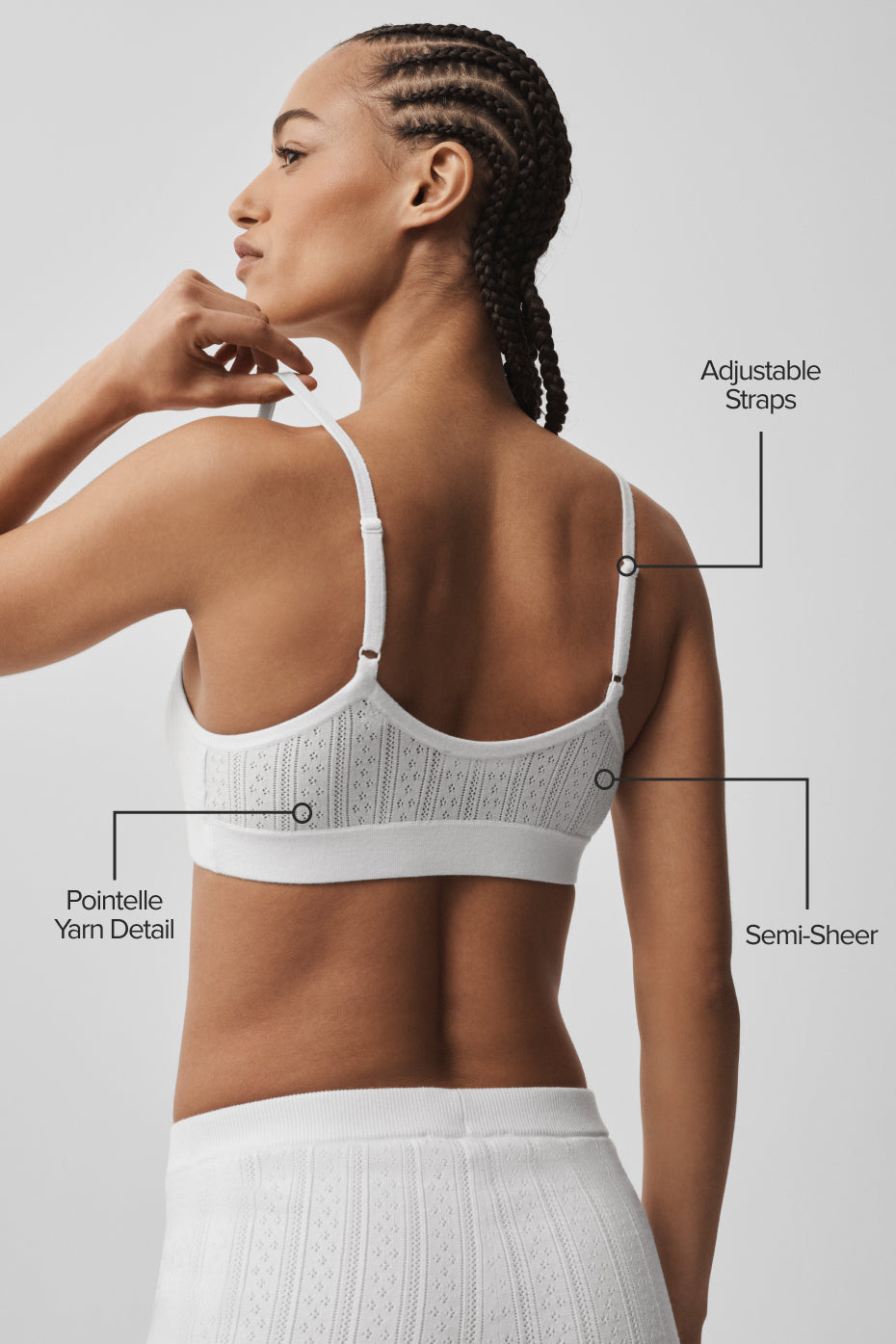 Brassière Sweat Pointelle Be Mine - Blanc semi-transparent