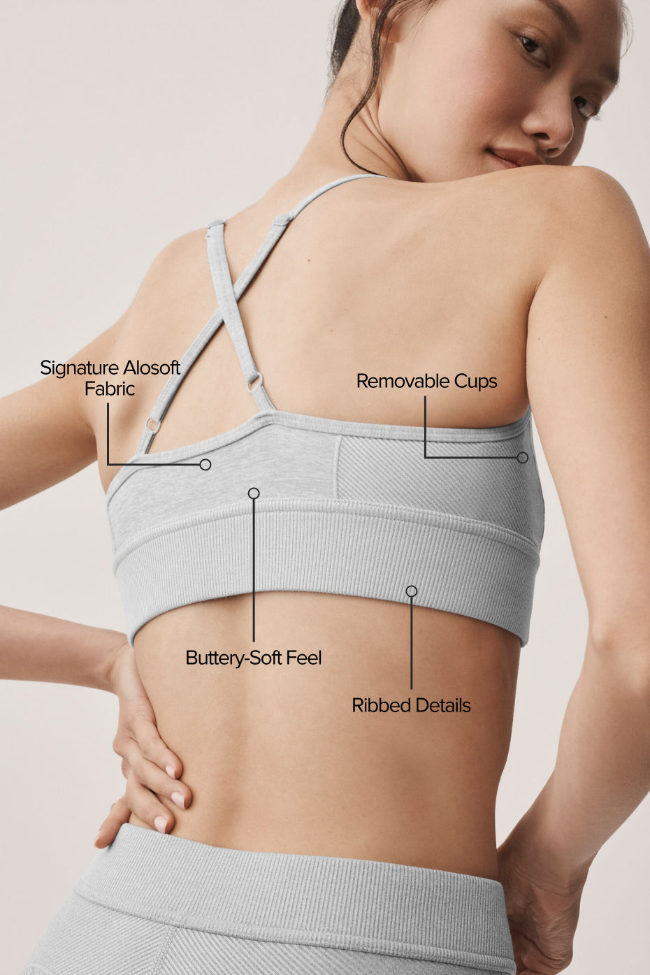 Brassière Alosoft Relay - Athletic Heather Grey/Blanc