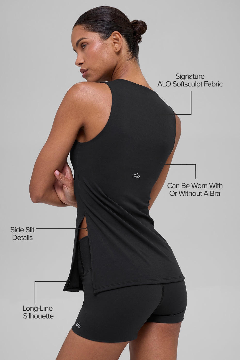 Débardeur Brassière Long ALO Softsculpt Precision - Noir