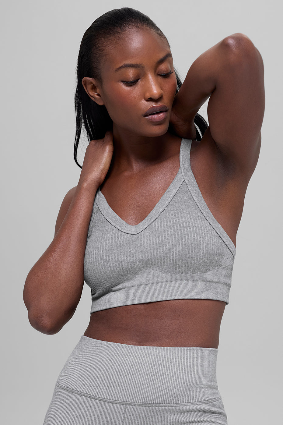 Brassière Côtelée Sans Coutures Two Tone - Light Misty Grey Heather
