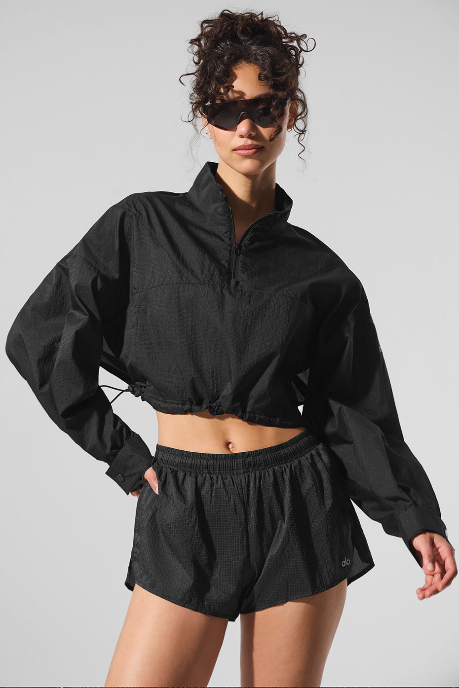 Pull aérien court zippé 1/4 - Noir