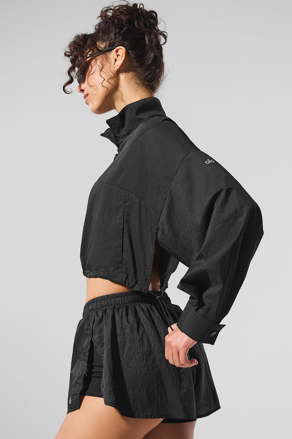 Pull aérien court zippé 1/4 - Noir